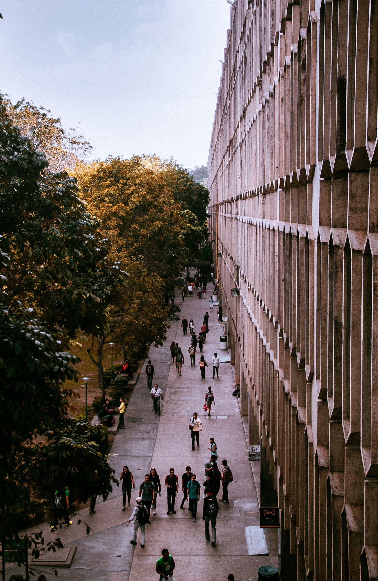 unge studerende på studieophold i udlandet går ude på gaden i USA