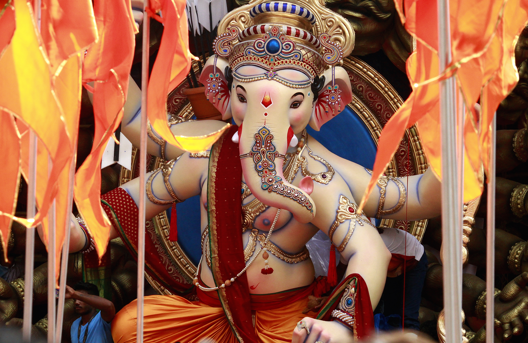 en klassiske gud i hinduismen med elefantsnabel