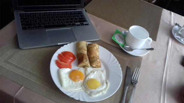 Morgenmaden på Hotel Druzhba i Kiev