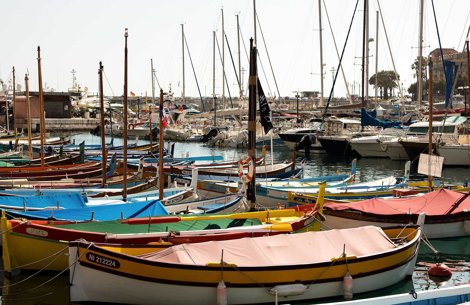 se bådene i havnen på jeres studietur til nice