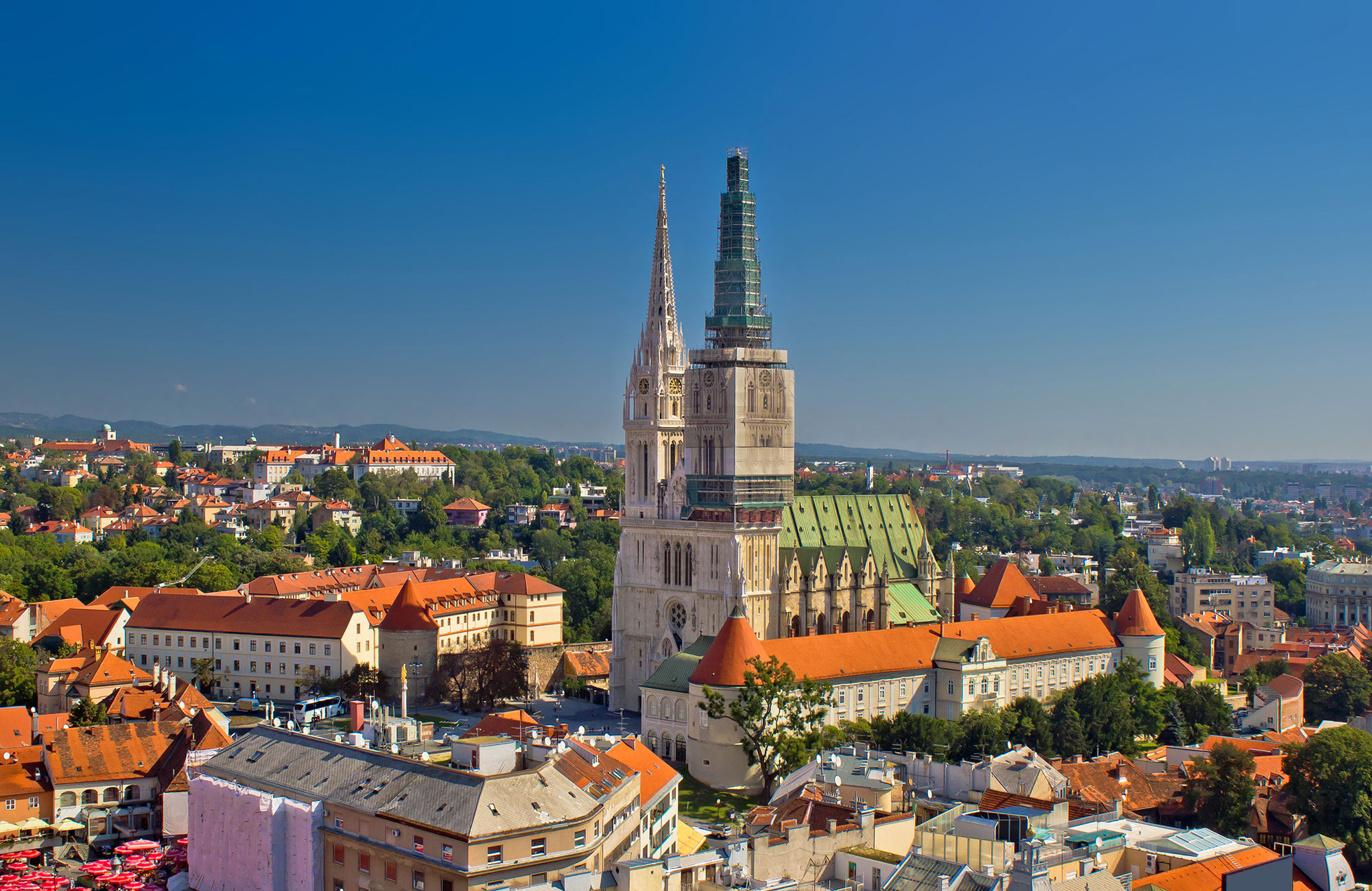 Zagreb Croatia Cathedral Panoramic Aerial View