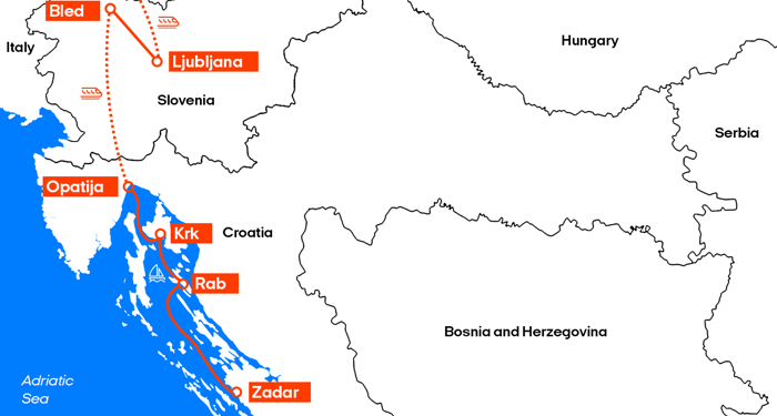 overblik over rejsen i slovenien og kroatien