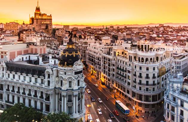 se madrids skyline på skolerejsen til Madrid